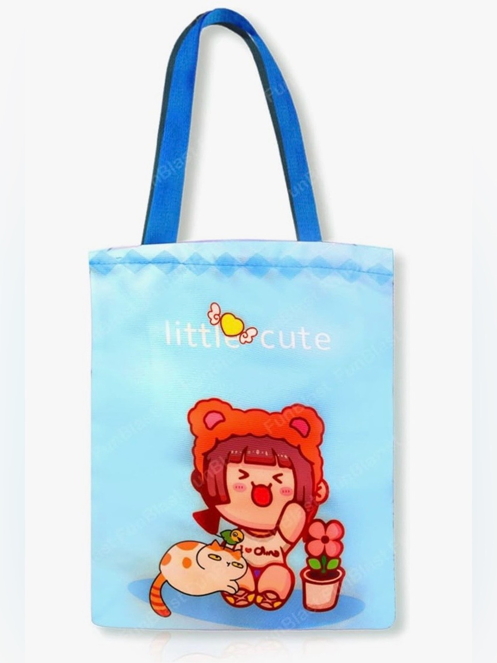 BOYI LITTLE CUTE Blue Reusable Canvas Tote Bag NWT